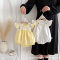 Girls' summer outfit : matching ruffle dress for sisters, baby girl's bowknot flutter sleeve floral romper