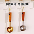 Custom stainless steel & wood measuring spoon - short handle, wall-mountable - ideal for coffee, soy milk, and powder pressing (cross-border)