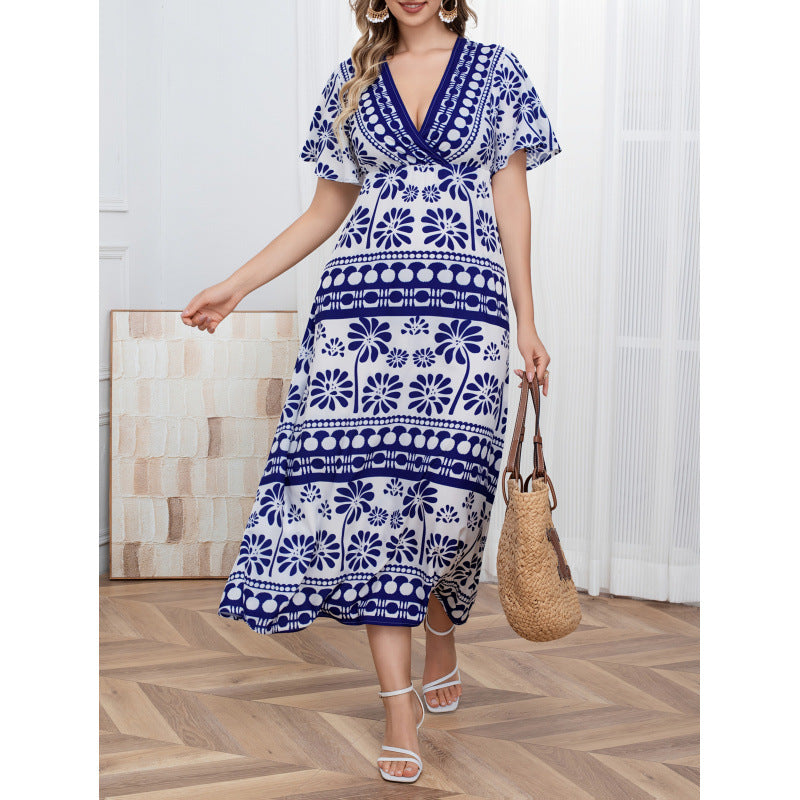 listing: new  women's original casual v-neck geometric print dress
