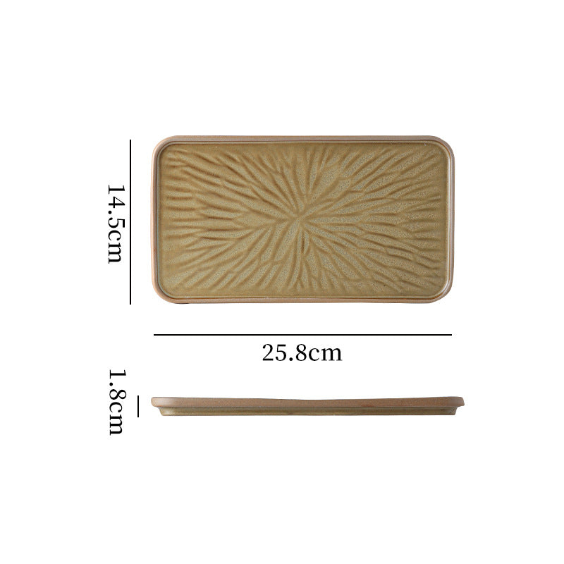 Japanese-style ceramic creative retro rectangular flat plate fish plate restaurant home hotel unique serving plate dessert plate square plate