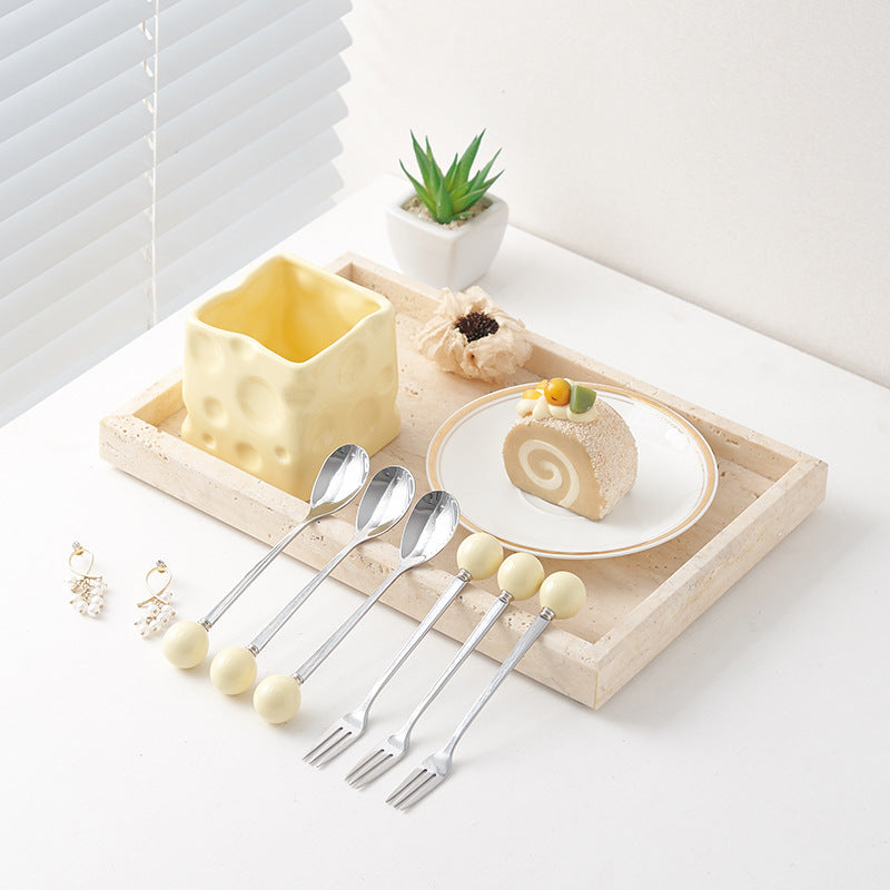 Platform carefully selected ceramic cheese fruit fork suit high-looking fruit fork multi-purpose storage jar factory wholesale