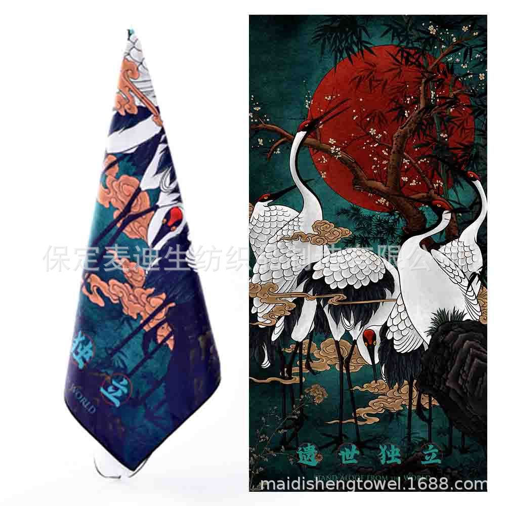 Factory wholesale full-page printed sand-free beach towel, soft, absorbent, quick-drying, mesh bag packaging, advertising cheerleading bath towel