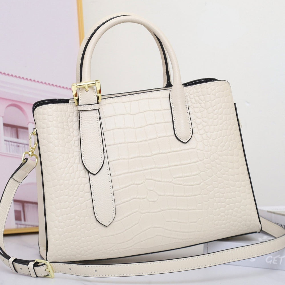 Genuine leather women's shoulder bag - premium crocodile-embossed tote bag for women, new 2024 collection, versatile and stylish crossbody bag