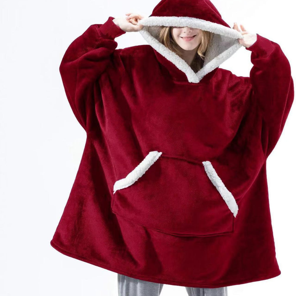 Pullover fleece thickenedlong pajamas heattech tv blanket outdoor cold-proof nightgown couple's outfit sweatshirt fleece heattech