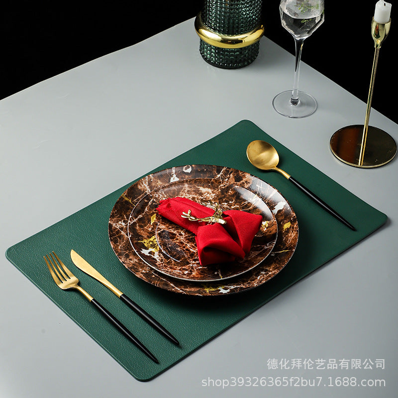 Ceramic marble pattern tableware model room tableware decoration european style western food plate steak plate suit
