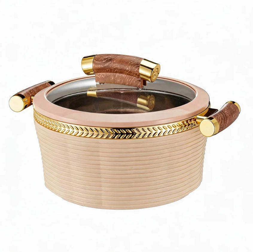 3pcs striped gold edge thermal insulation box 0.8l-2.0l-3.5l food warmer thermal insulation tableware