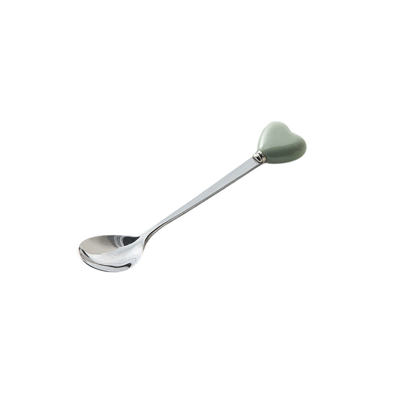 High-style ceramic handle forks, stainless steel household spoons, heart-shaped coffee stirrers, creative dessert spoons - wholesale