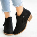 Independent station export women's shoes new arrival thick heel plus size women's boots suede boots low heel side zipper short boots for women