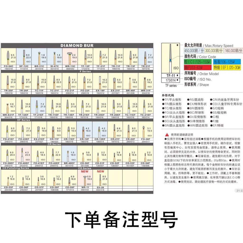 High-speed grinding head emery drill grinding total TF/TR/BR/WR/EX/fo/EX/TC/CD 10 pcs in a box