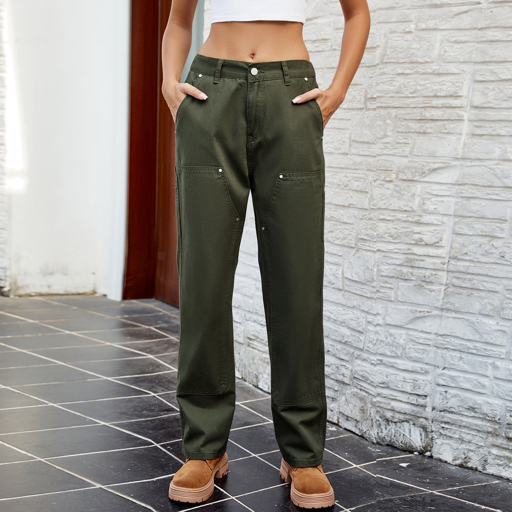 Fashion cross-border foreign trade women's clothing  independent station new slimming look washed elastic waist denim cargo pants pants
