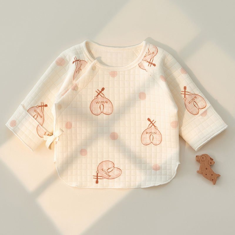 Babibele newborn clothes half back clothes pure cottonintimatesspring & fall single piece three-layer heattechtops baby monk clothes