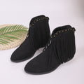 new arrivalretro  frosted short boots women's pointed toe bootsplus size tassel rivet western cowboy boots