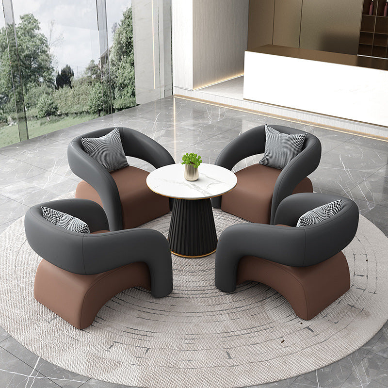 Business reception sofa set - ideal for hotels, offices, sales centers, and reception areas. includes sofa, table, and chairs for meetings and discussions