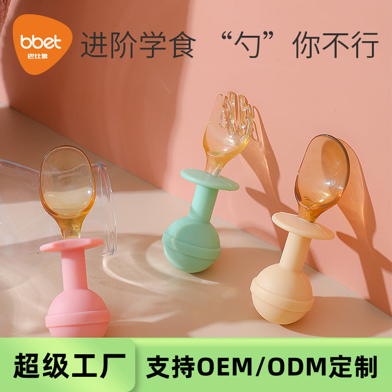 Baby silicone mud scraper spoon kids eating training tableware suitppsu digging mud spoon complementary food tool handy gadget