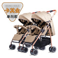 Twin stroller - lightweight, high-view, portable, convertible (sitting/reclining), detachable, double baby stroller, foldable, universal fit
