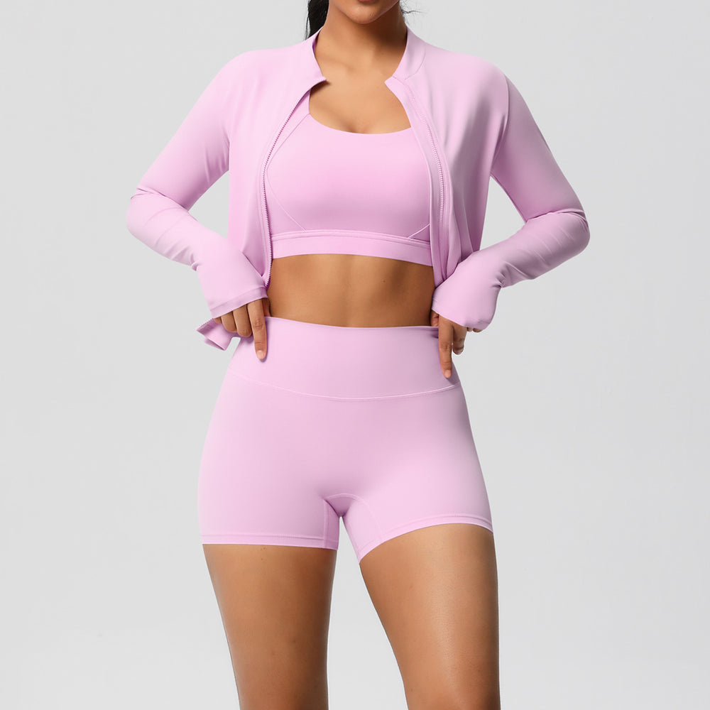 cloud-feeling yoga brushed bra sports outwearcasual pilates running fitness yoga clothes three-piece set