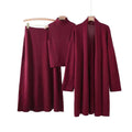 Korean style casual knit sweater set for women - new autumn/winter collection: high neck vest, midi skirt, and inner layer three-piece set