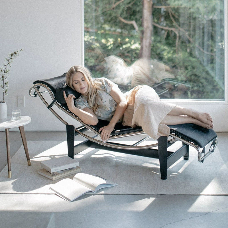 Le corbusier designer lc4 lounge chair - stainless steel leisure chair for home, balcony, office nap