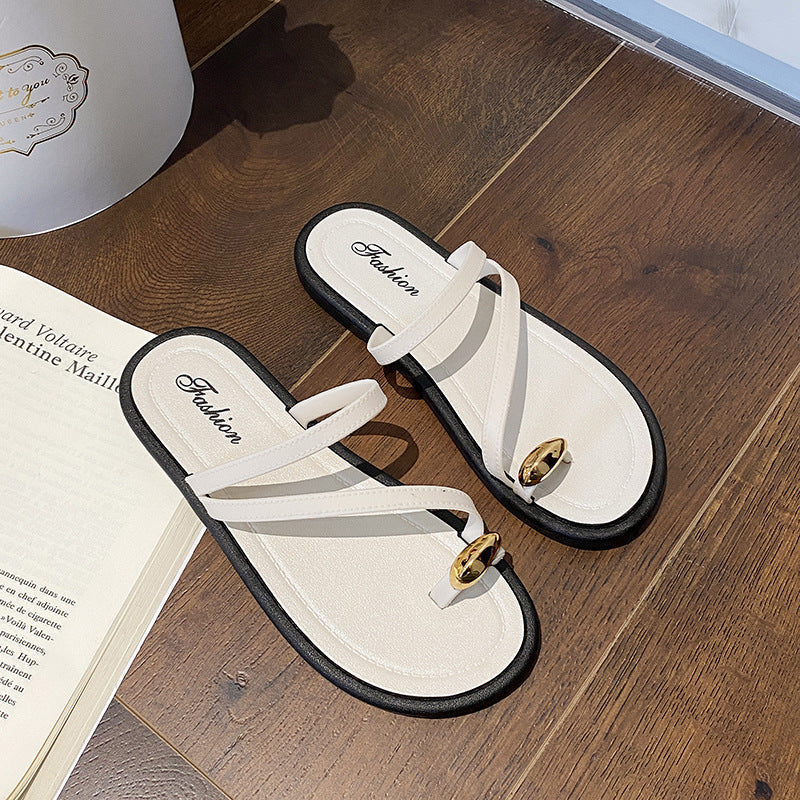 2024 new women's thong sandals - summer outdoor wear, fairy style, new flat anti-slip design, perfect with skirts, soft sole, single strap