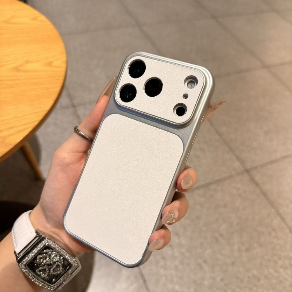 Girly heart plain leather large window phone case suitable for iphone17 apple 16 all-inclusive anti-fall protective case wholesale 13