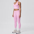 fashion seamless halter neck back yoga suit running sports fitness yoga suit two-piece set for women