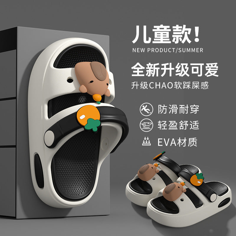 3d capybara kids' slippers - new 2025 summer collection for girls, indoor home cartoon non-slip sandals for boys