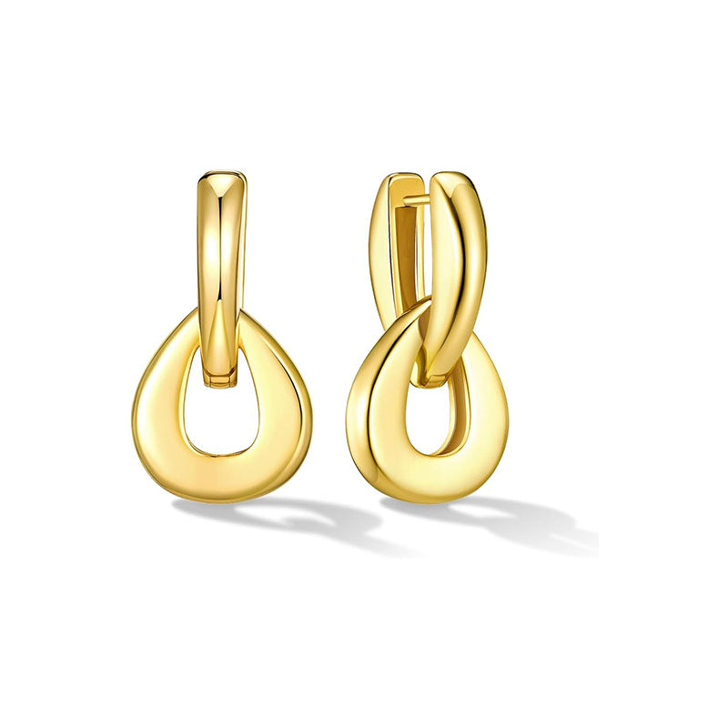 European and american cross-border new fashion high-end electroplated 18k gold statement earrings for women - minimalist earrings, european and american style