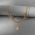 Fashion cross-border e-commerce jewelry diamond-encrusted thick chain multi-layer necklace exaggerated alloy pendant small fragrant clavicle chain for women