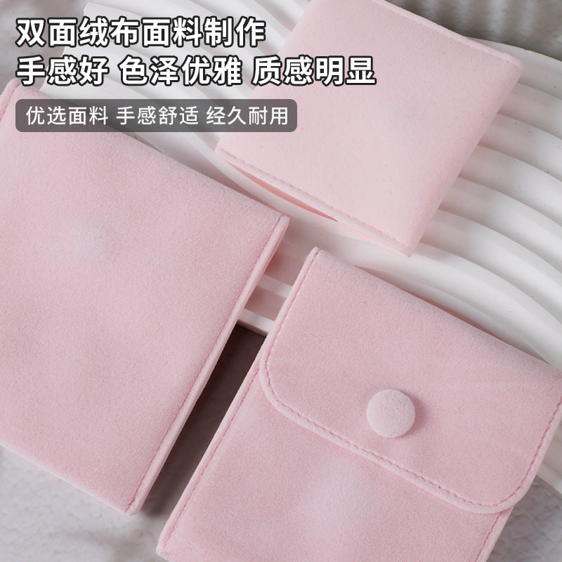 Velvet jewelry snap pouch - double-sided fleece bracelet snap bag with flap, anti-oxidation, wholesale jewelry packaging bags