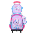 New 3d leather elementary school nylon fabric three-piece set kids' trolley backpack foreign trade lunch bag factory in stock