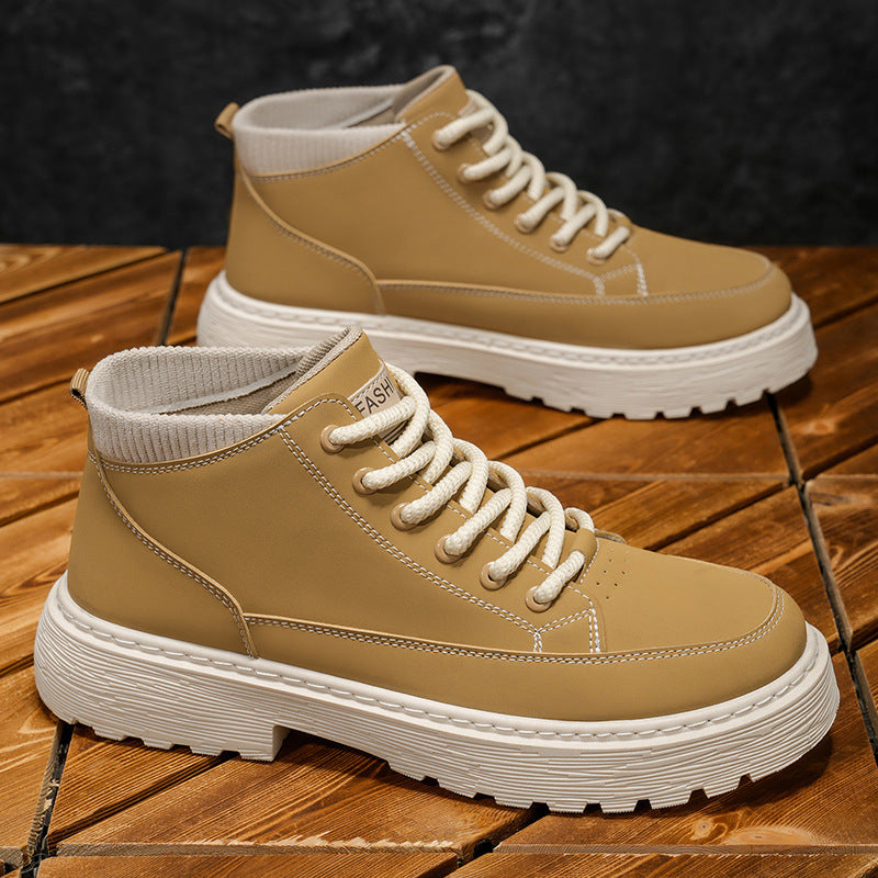 Men's 2025 spring collection: british style high-top outdoor vintage work boots, casual versatile martin boots, trendy footwear