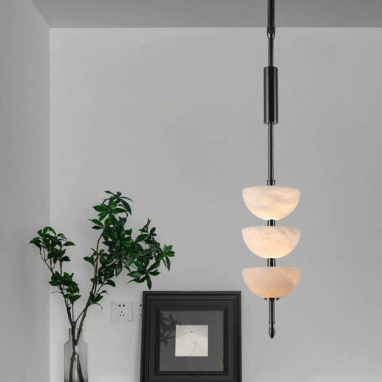 Imitation marble small chandelier wabi-sabi style model room hotel bedroom bedside background wall restaurant engineering lamp marble chandelier