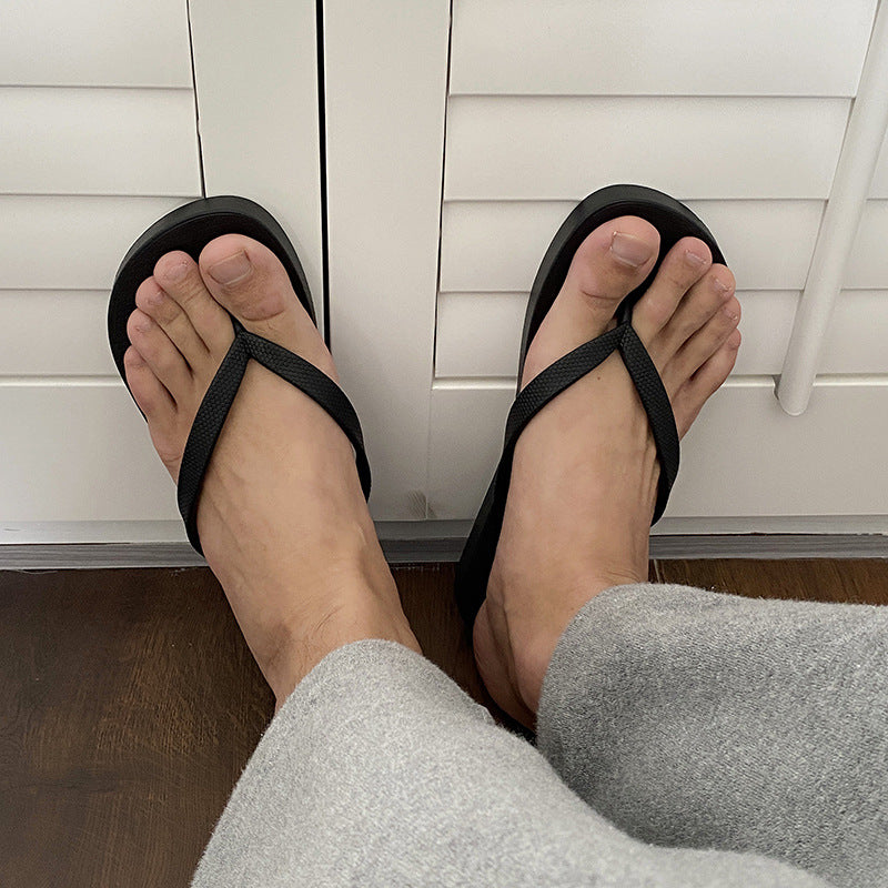 Flip-flops women's summer outwear casual black flip-flops non-slip beach shoes seaside ins trendy summer sandals men's style
