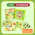 Six-in-one multifunctional chess game board - portable flying chess, gomoku, and xiangqi set - educational toy gift for elementary school students