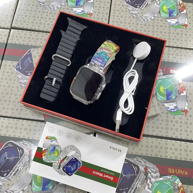 Smartwatch s9 ultra: bluetooth connectivity for calls, messaging, payment codes, heart rate monitoring, and blood oxygen level tracking