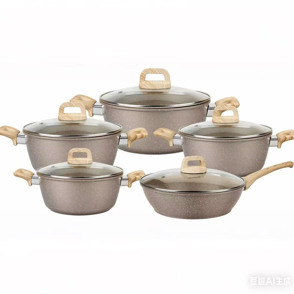 Exportexportfor home non-stick stone soup pot 10-piece set 10 pcs advanced non stick pot