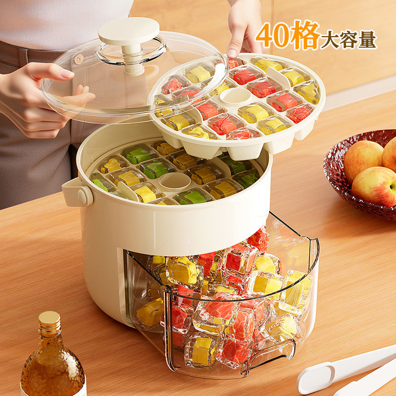 Double-layer pressed ice grids for home food grade ice cube mold food grade 40 grids large capacity ice making and ice storage box