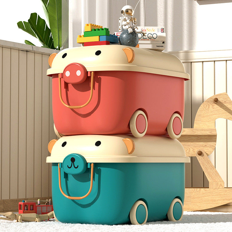 Kids toy storage box cute large capacity storage box plastic for home storage box baby clothes snack storage