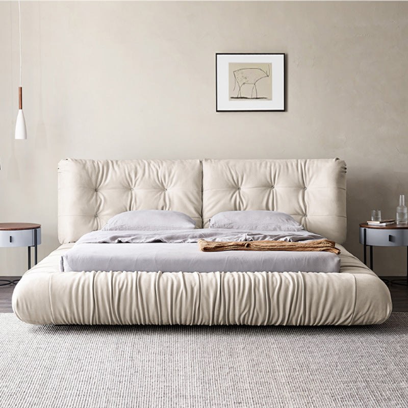 Cloud bed casual modern technology cloth wabi-sabi style accessible luxury bed master bedroom cream style designer fabric bed