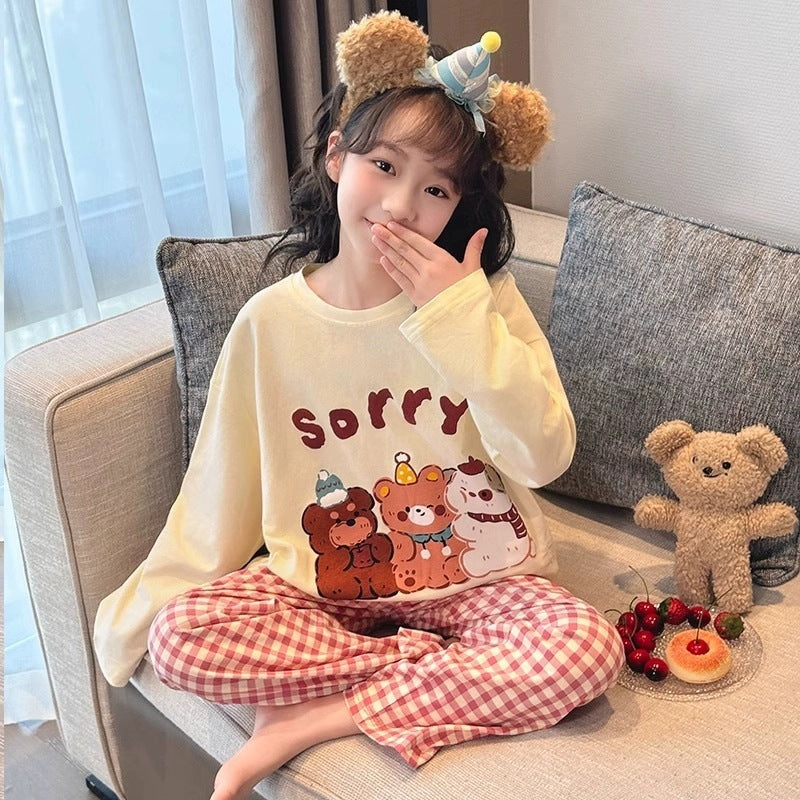Girls' pajamas - spring/autumn cotton lightweight long sleeve set - new stylish princess style loungewear for kids