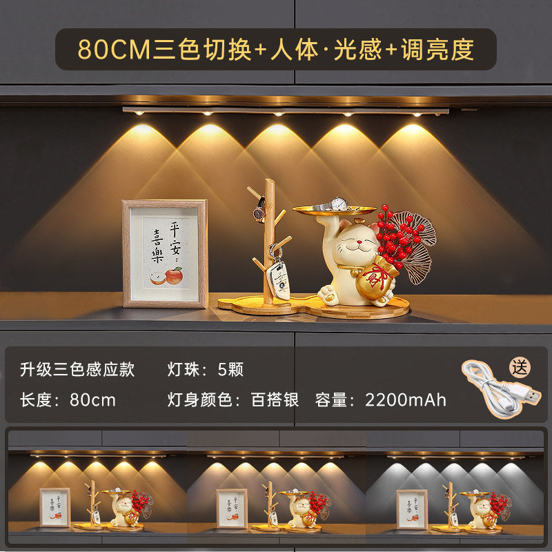Led wine cabinet light with rechargeable human body sensor light strip cabinet kitchen wardrobe shoe cabinet wireless self-adhesive magnetic suction