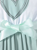 european and american style cross-border girls' flutter sleeve ruffle collar top with pleated wide-leg pants and belt (jumpsuit)