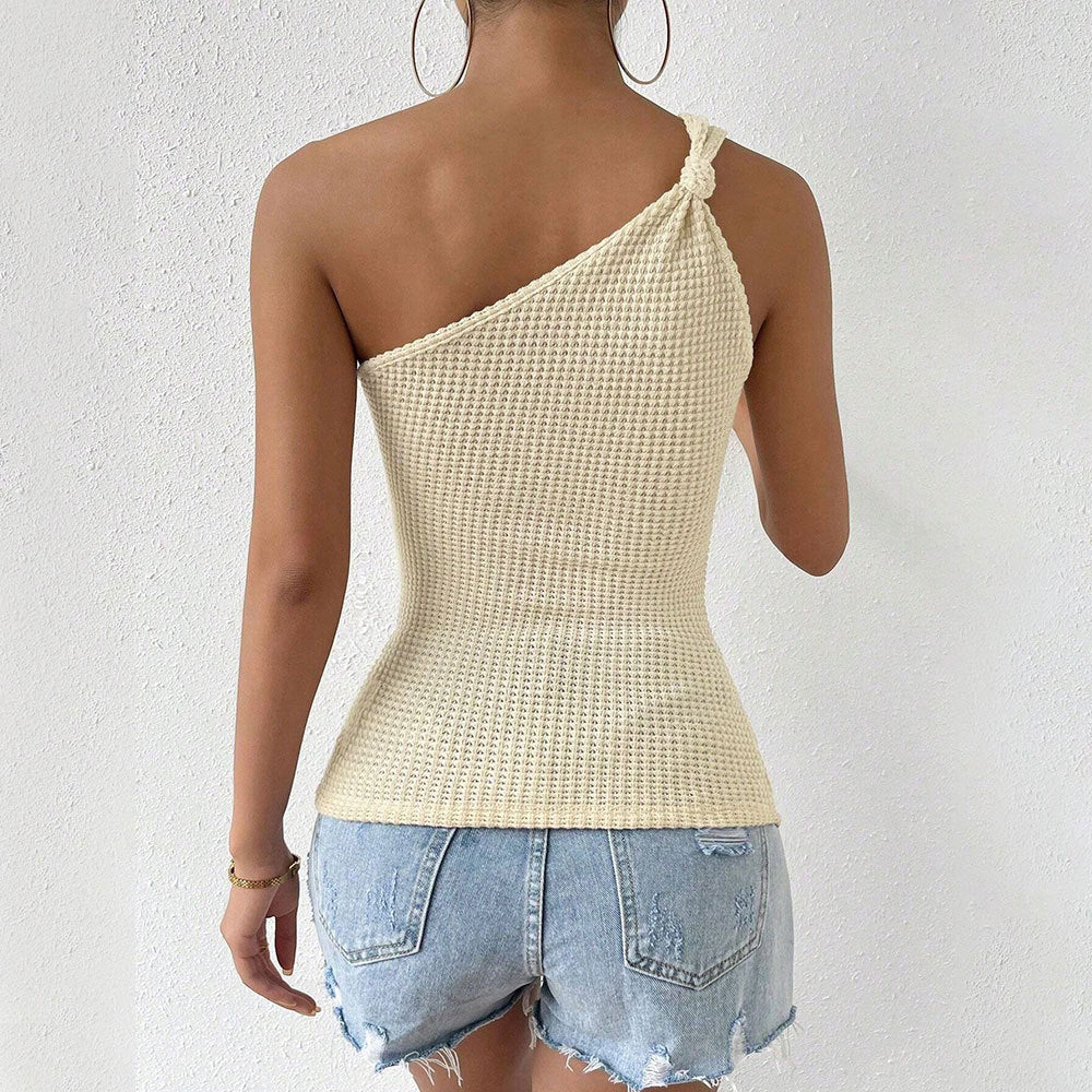 women's clothing sweet and spicy one-sided camisole sleeveless off-shoulder slim-fitting tops dopamine small camisole