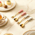 Sweetheart handle dessert fork spoon - girly, precise afternoon tea spoon, high-temperature resistant, thickened ceramic handle fruit fork
