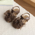 Girls' mori-style sweet floral hollow-out closed-toe sandals,  summer new soft sole princess shoes, non-slip beach sandals