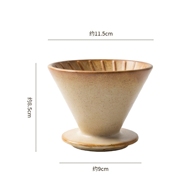 Retro japanese high-looking kiln-turned ceramic coffee filter stylish mocha coffee filter cup coffee powder filter