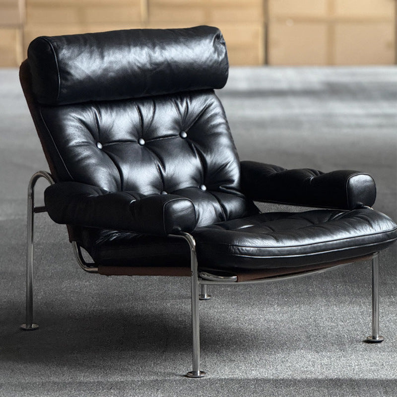 Genuine leather single sofa chair, medieval style rum chair, italian oil wax leather casual chair, living room casual sofa chair personalized
