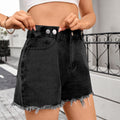 European and american cross-border e-commerce summer new women's clothing   washed adjustable waist versatile denim shorts