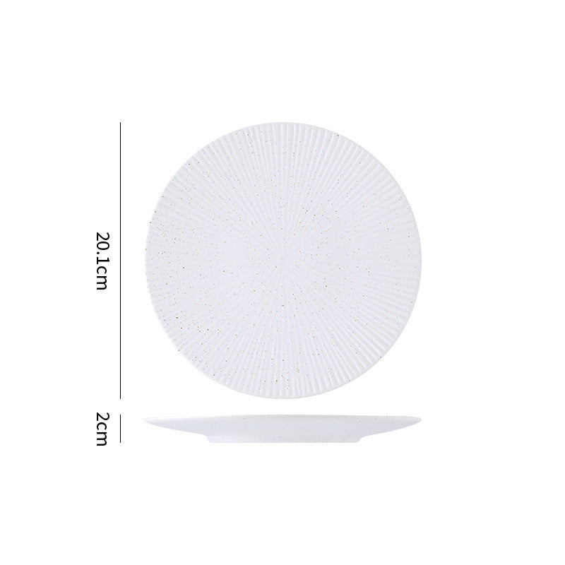 Minimalist blue & white polka dot ceramic dinnerware set - western dinner plates, restaurant & hotel quality ceramic tableware with polka dot design