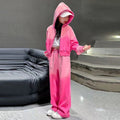 Girls' spring activewear set:  new gradient zip-up jacket and pants, korean style casual two-piece outfit for mid-to-large children